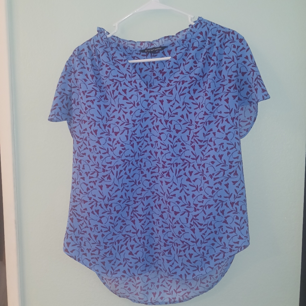 Blue/Purple Tulip Sleeve 41 Hawthorn Blouse | Size M